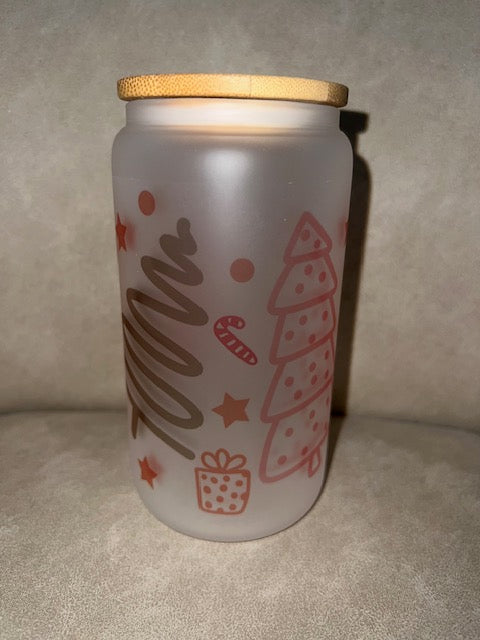 Christmas 16oz Frosted Glass Cup