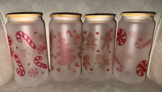 Christmas 16oz Frosted Glass Cup